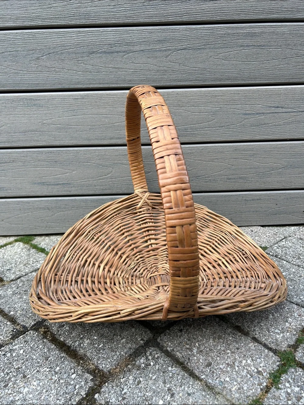 Vintage Wicker Gathering Harvest Basket Herb Flower Garden French Country